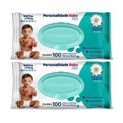 Kit com 2 pacotes toalha Umedecida Personalidade Baby Plus com 100 Unidades