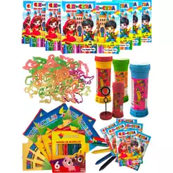 15 Caixas Massinha de Modelar + 15 Bolha Sabão + 15 Giz De Cera + 15 Cortadores Festa Criança Prenda