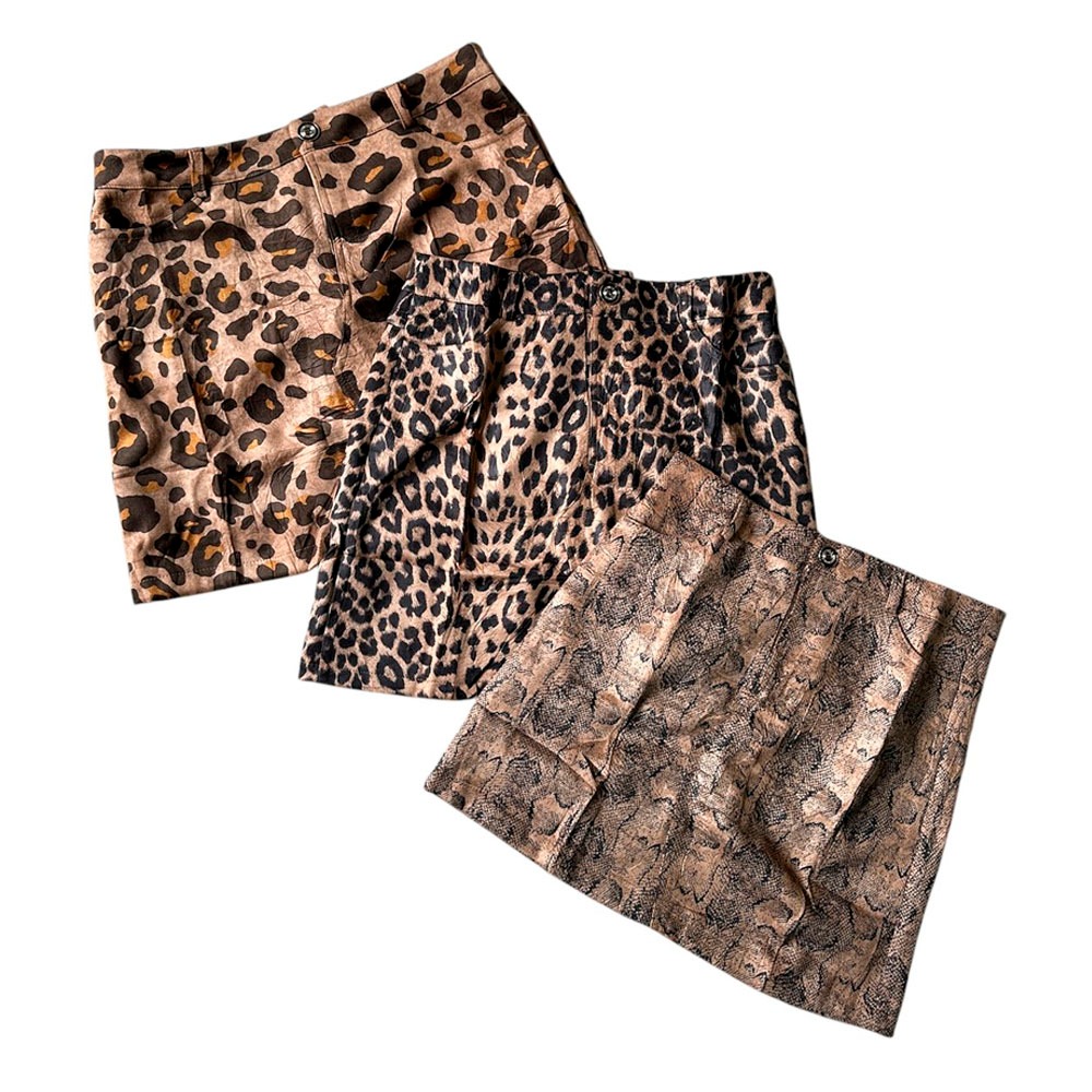 Saia Curta Feminina Suede Onça Estampada em Oferta na Shopee