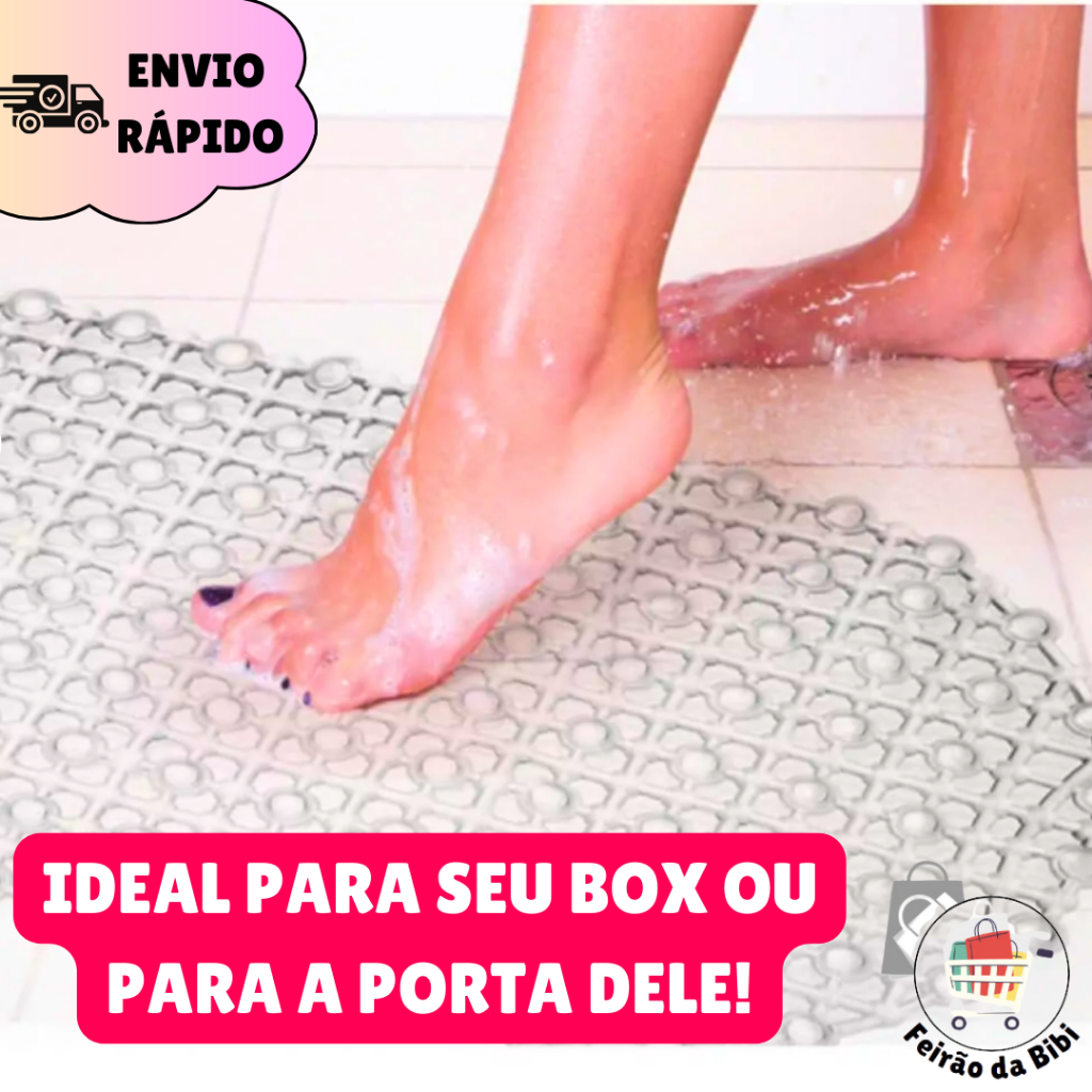 Tapete Para Box Banheiro Antiderrapante Segurança 64x34cm