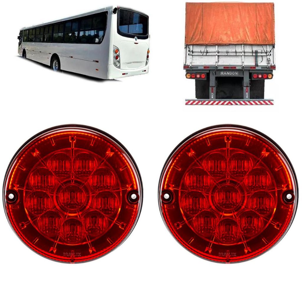 Lanterna Traseira Freio Onibus Caminhão Carreta Randon Led 125mm 2UN