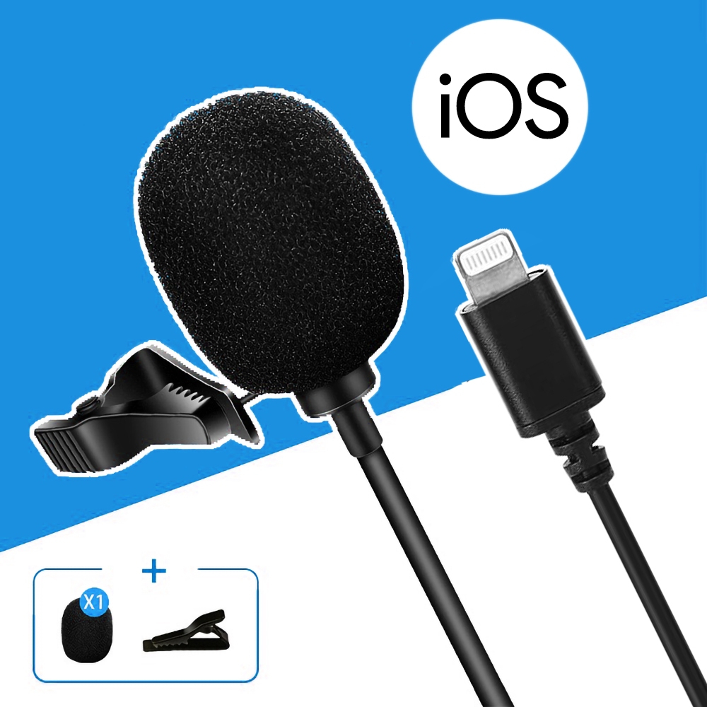 Microfone de Lapela Lightning para iPhone e iPad Alta Qualidade Profissional 1,5m