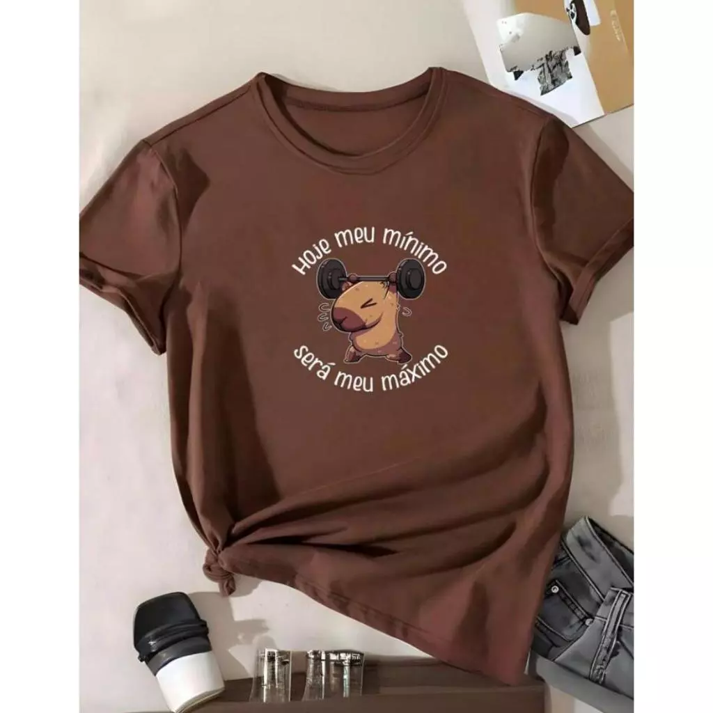 Camiseta Feminina Capirava Fitness Blusa Academia Meme 100% Algodão — imagem 1