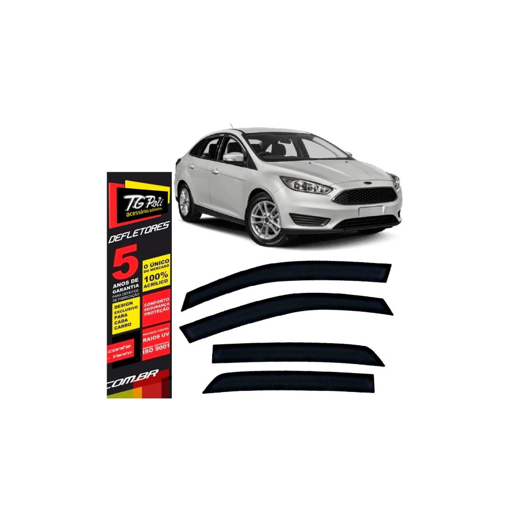 Calha de Chuva para Carro Novo Ford Focus Hatch/Sedan 14/19 4 Portas