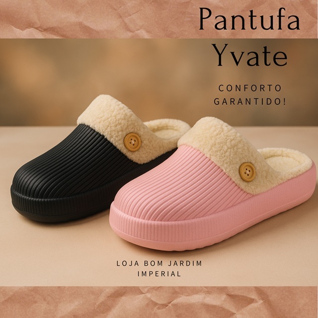 Pantufa Feminina Chinelo Babuche Inverno Plataforma Frio Confortável Pelúcia Pelos Removível em Oferta na Shopee