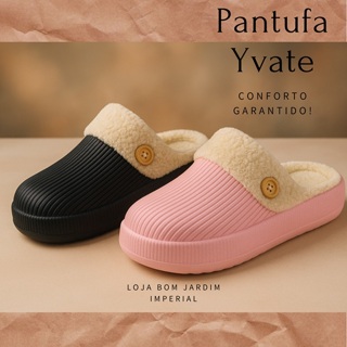 Pantufa Feminina Chinelo Babuche Inverno Plataforma Frio Confortável Pelúcia Pelos Removível em Oferta na Shopee