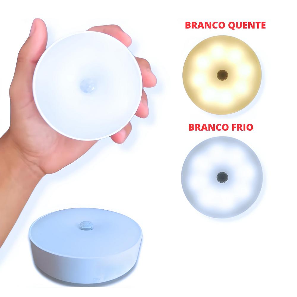 Luminárias Led S/ Fio Com Sensor Presença Usb Recarregável Luz Quente e Fria em Oferta na Shopee