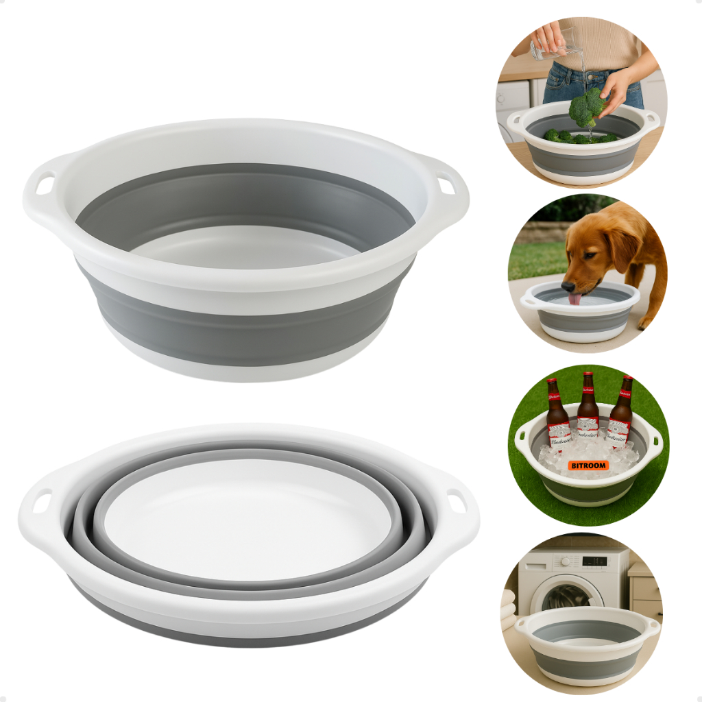 Bacia Dobrável 8 Litros Retrátil Silicone Multiuso Casa Pet