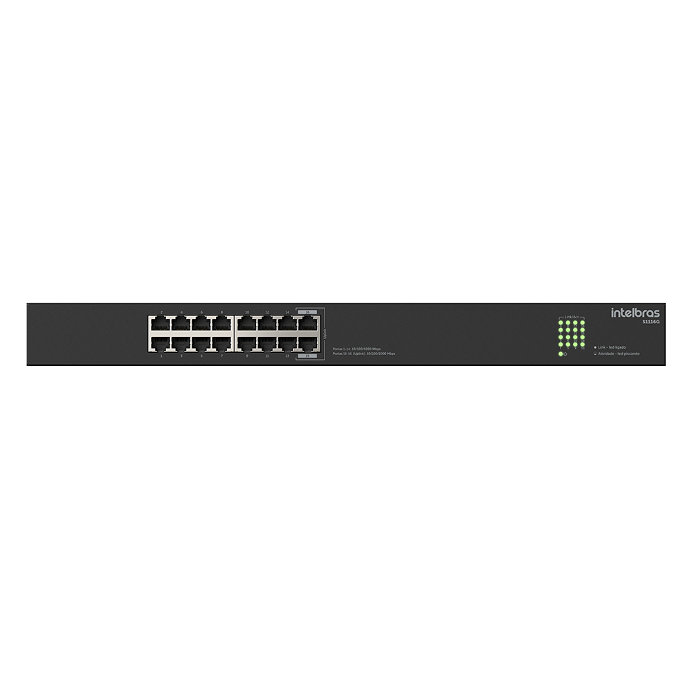Switch 16 Portas Gigabit Ethernet S1116G Intelbras