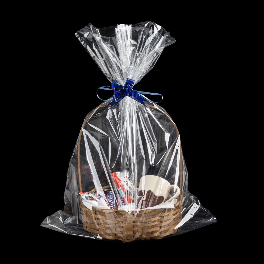 Sacos Para Cesta De Presentes + 10 Laços Café da manhã Natal Vários Tamanhos Tipo Celofane Premium