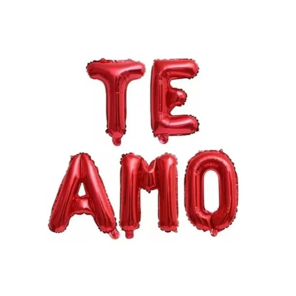 Kit Balão Metalizado Te amo Vermelho 86cm Gás Helio Decoração Dia Das Maes Namorados