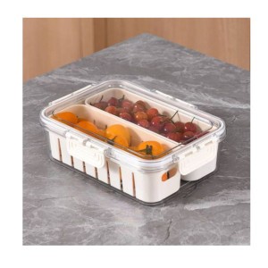 Cesto Organizador Gaveta Para Frutas Verduras Vegetais Geladeira  com Tampa 23,5x16,5x6,5CM