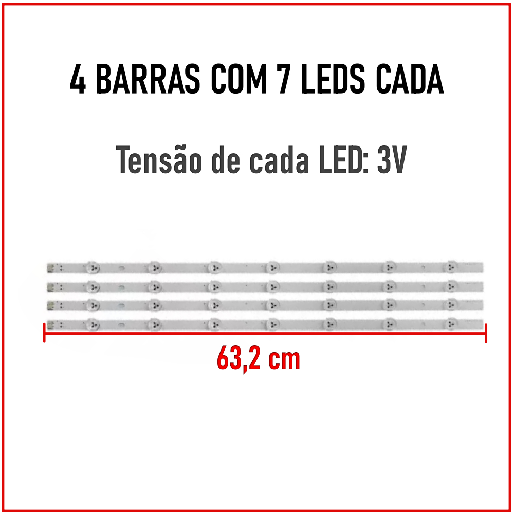 Kit Barra De LED Tv -  32LS315K / 32LS341C / 32LS345B / 32LS345T / 32LS3450 - Kit Completo
