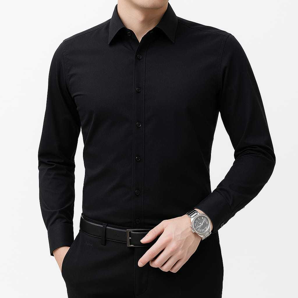 Camisa Social Preta Tricoline Luxuosa - Corte Slim Fit - Lançamento 2025  Eventos (Envio Imediato)
