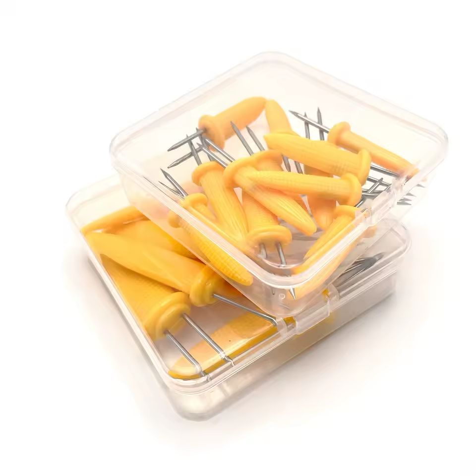 Kit caixa + pegador suporte garfo garfinho espeto para segurar espiga de milho