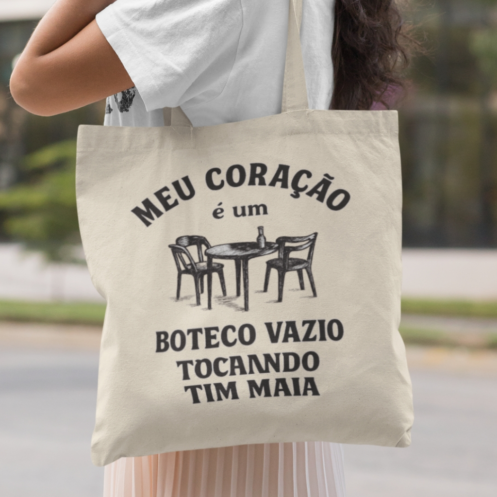 Ecobag Ecológica Música Popular Brasileira MPB Meu Coração é m Boteco Vazio Tocando Tim Maia 100% Algodão