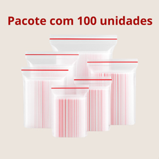 Saco Zip (Abre e Fecha) Transparente com 100 unidades – Tamanhos Nº 0 ao 8 em Oferta na Shopee