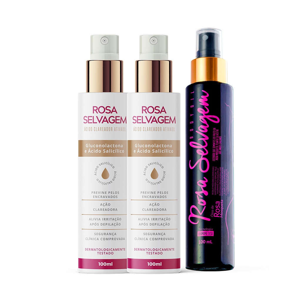 ( COMPRE 2 LEVE 3 ) Rosa selvagem Ácido 8x mais rápido - clareia manchas e elimina foliculite em Oferta na Shopee