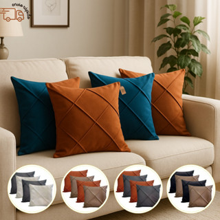 Kit 04 Almofadas Cheias em Suede Drapeada 45x45cm Decorativas Sala Quarto Sofá