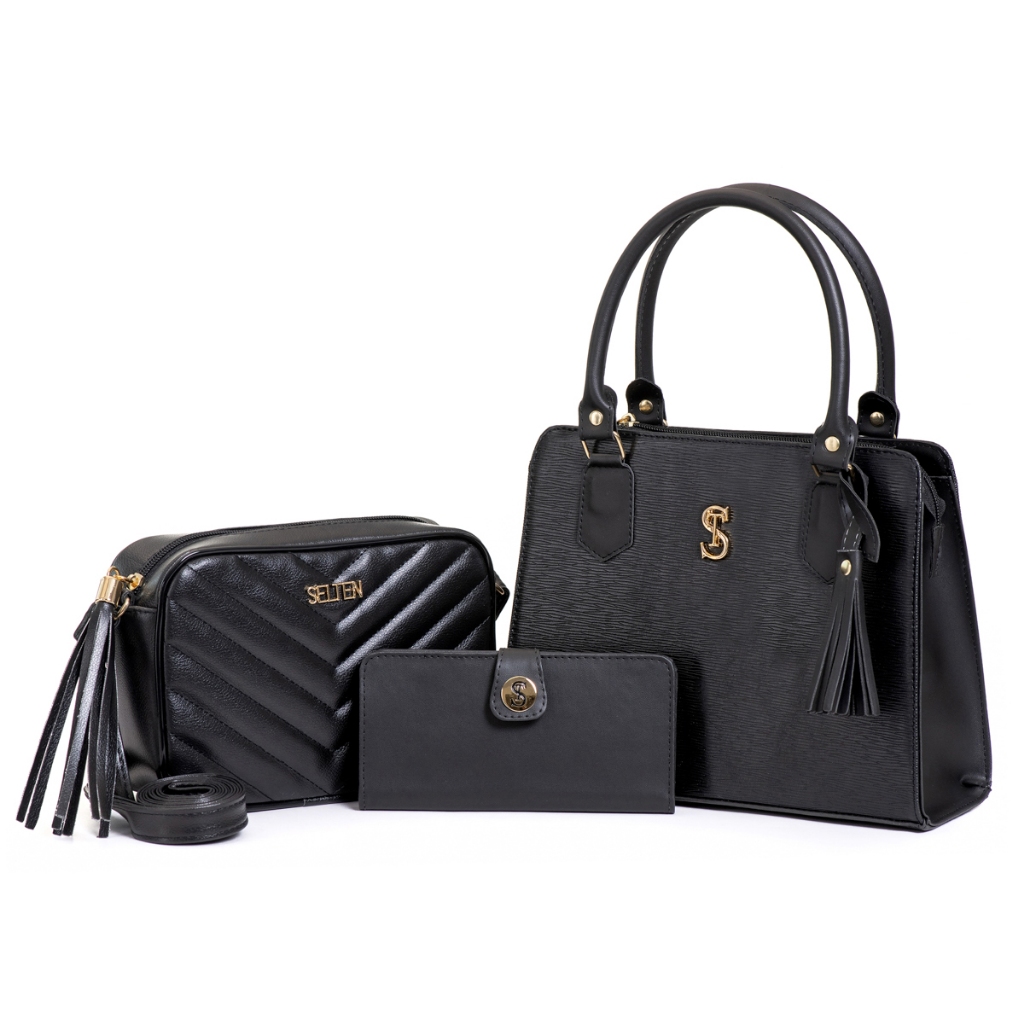 Bolsa Feminina Transversal e de Mão Media e Bolsa Pequena com Mini Carteira