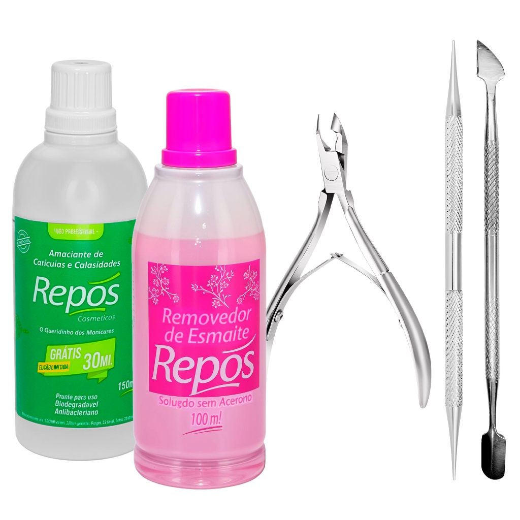 Kit Amaciante De Cutículas Calosidade Removedor De Esmalte Sem Acetona Alicate Espátula Palito Repos