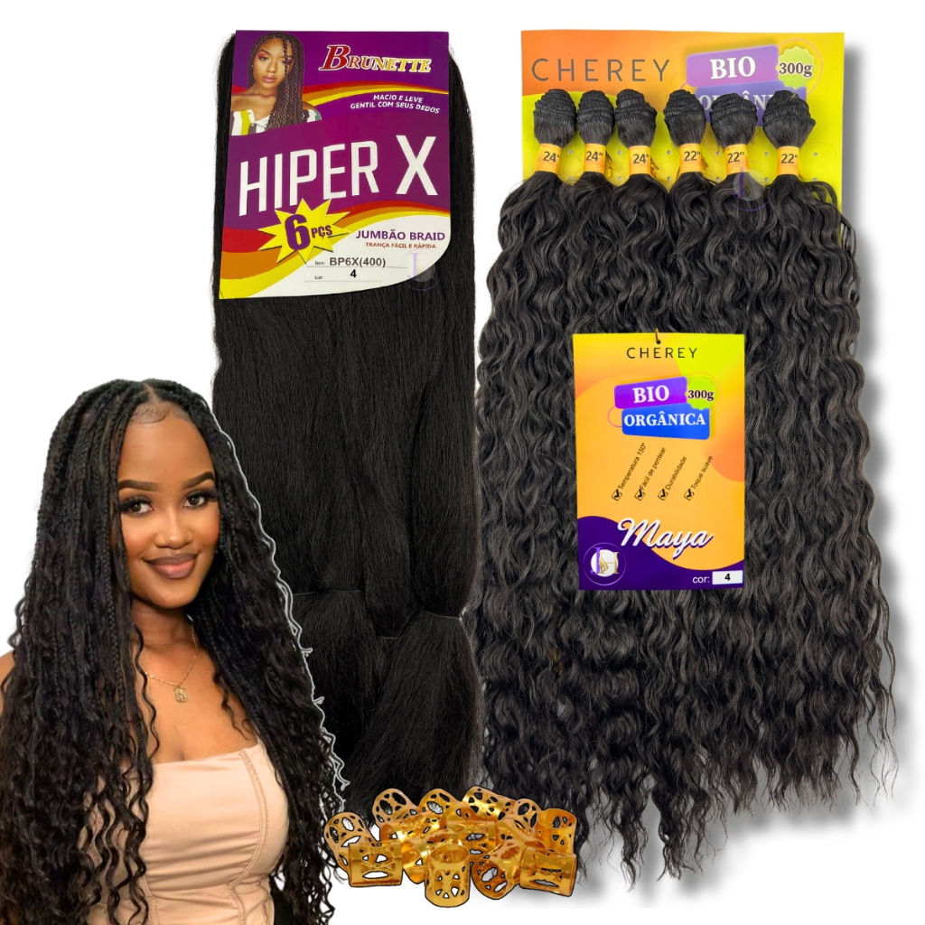 Kit Tranças Gypsy Braids Cabelo Orgânico Maya Cherey + 1 Jumbo Hiper X
