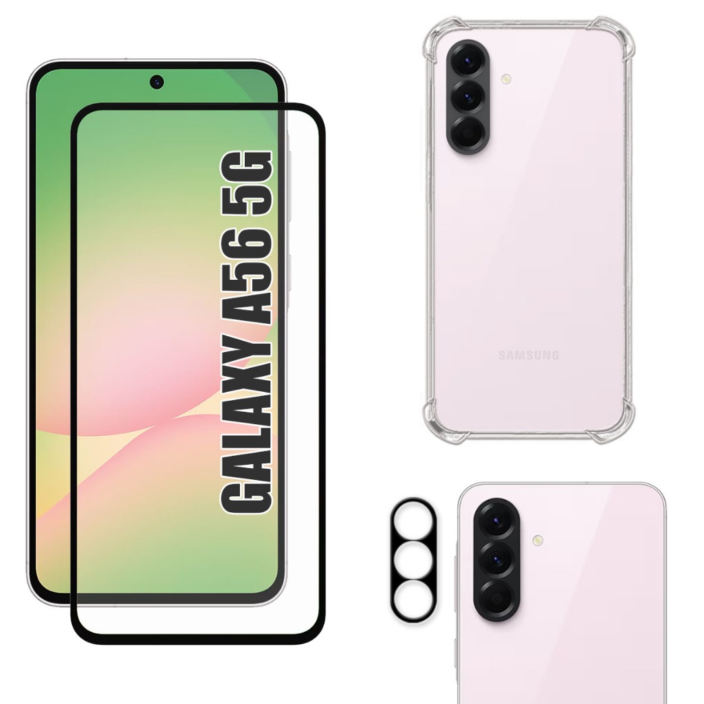 Kit Para Galaxy A56 5G | Película de Vidro 3D - Capa Anti Shock - Película da Câmera 3D