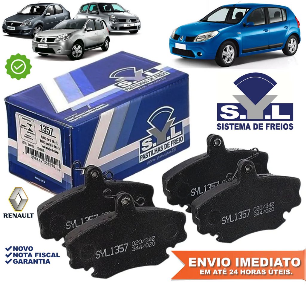 Pastilha de Freio Dianteira Renault Sandero Logan Clio Twingo Megane Symbol Até 2013 SYL Novo c/ NF
