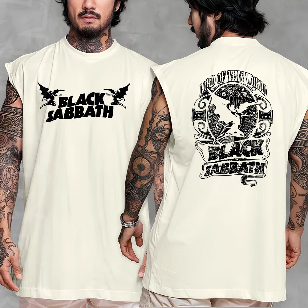 Camiseta regata machao oversized banda de  heavy metal black sabbath em algodao unissex