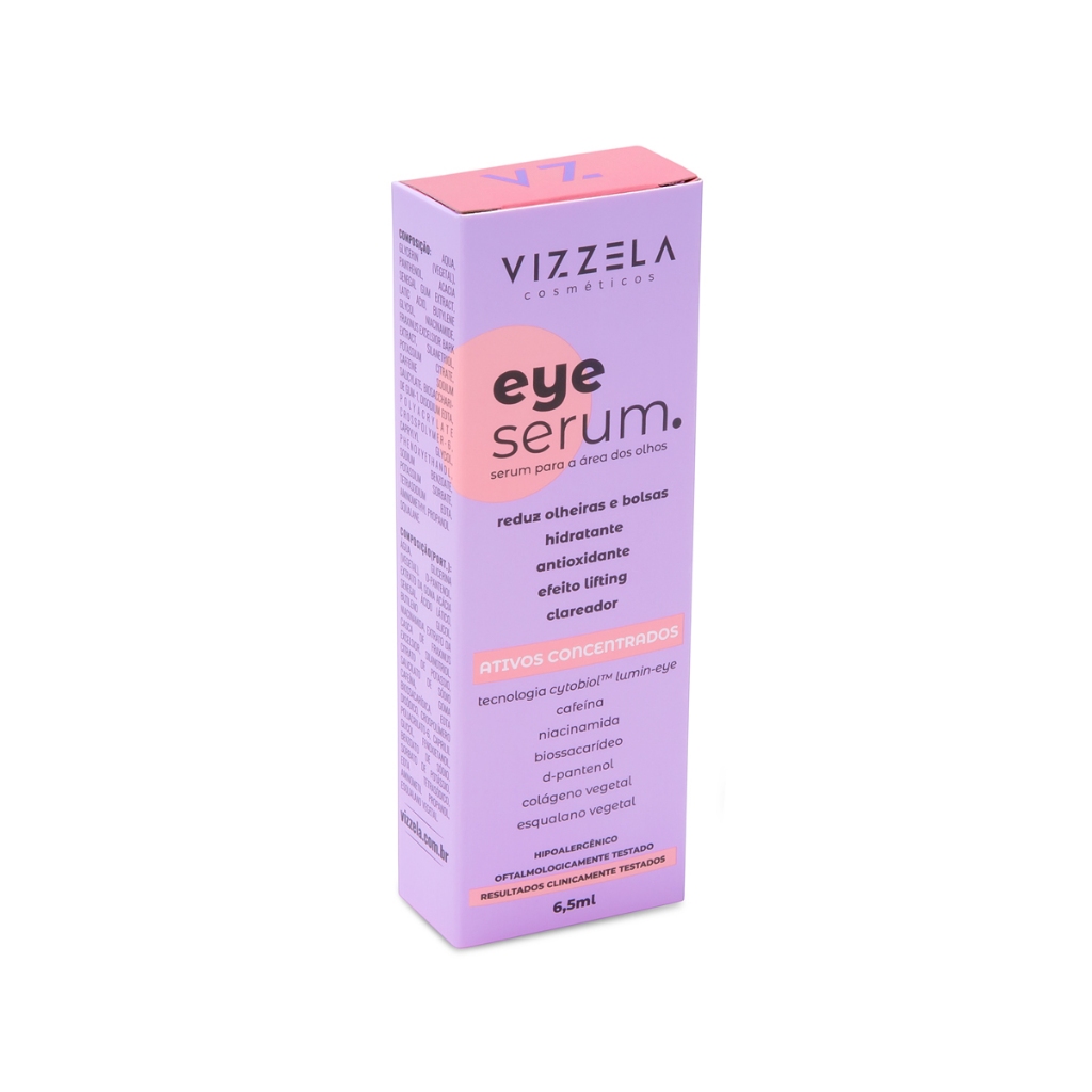 Eye Serum Área dos Olhos Vizzela Vegano 6,5ml Antioxidante Efeito Lifting Redução Bolsas Olheiras