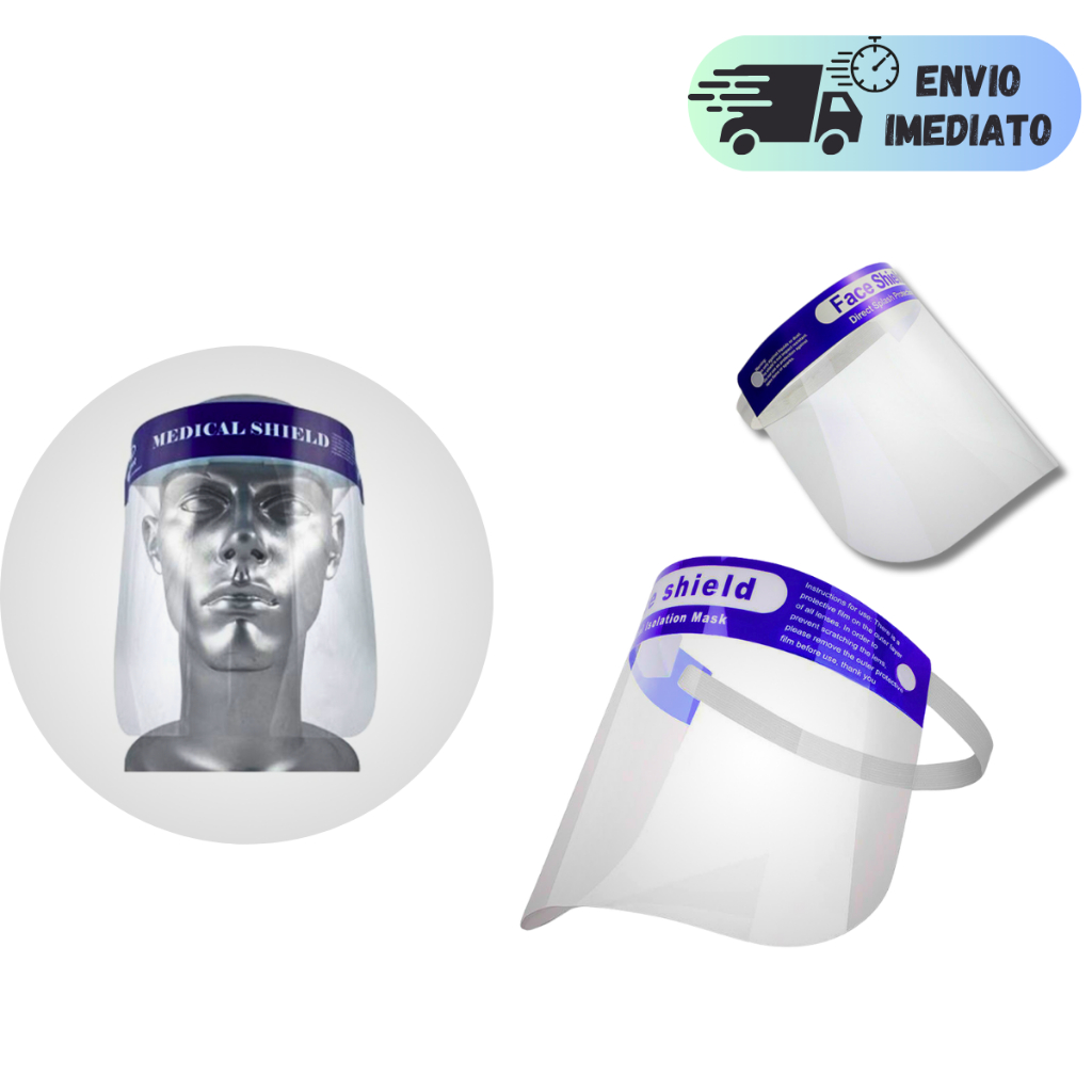 PROTETOR FACIAL MÁSCARA DE SEGURANÇA INCOLOR MEDICAL SHIELD HOSPITAL ENFERMAGEM PROTEÇÃO