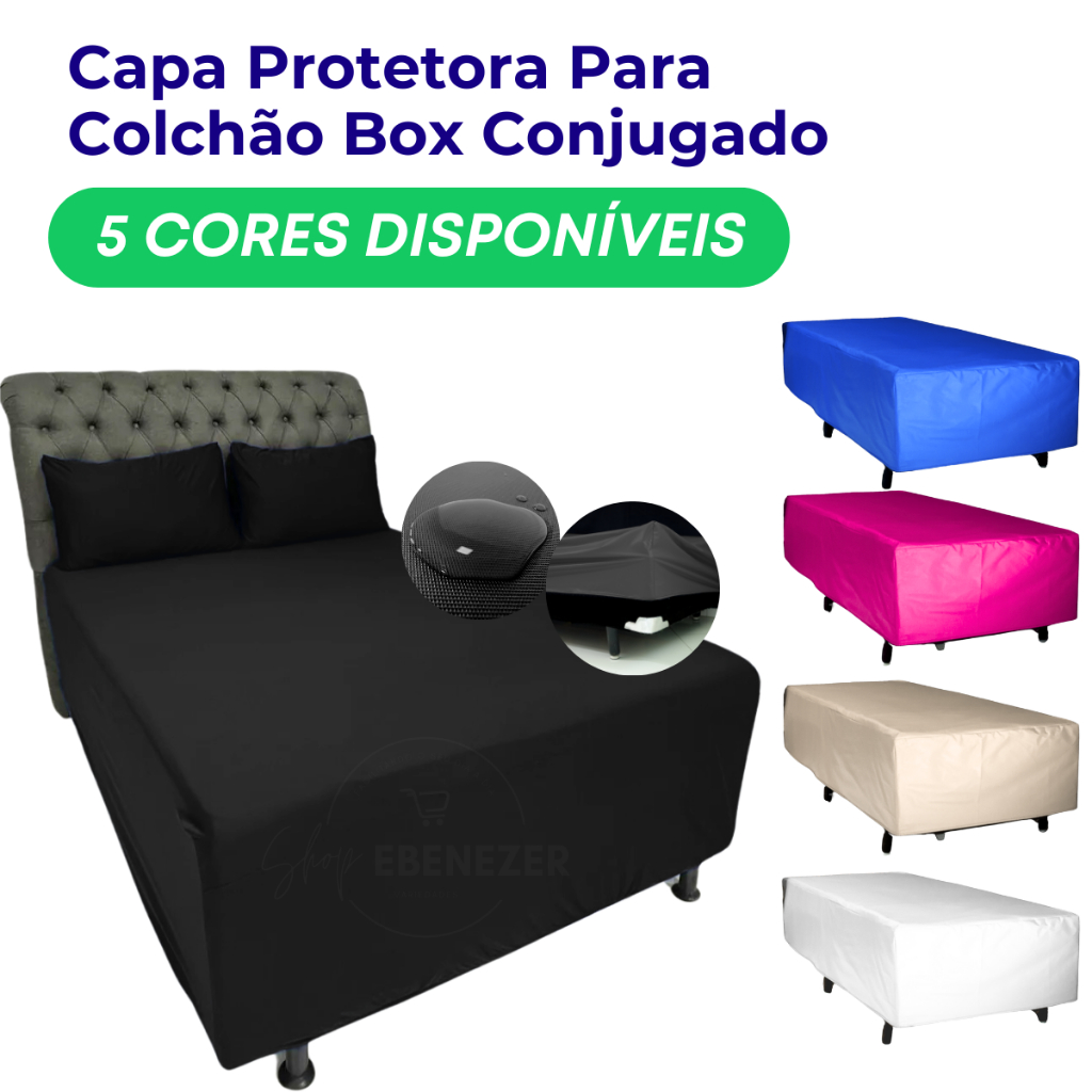 Protetor Capa Luva Box Conjugado Solteiro e Casal Impermeável Antiácaro e Silencioso