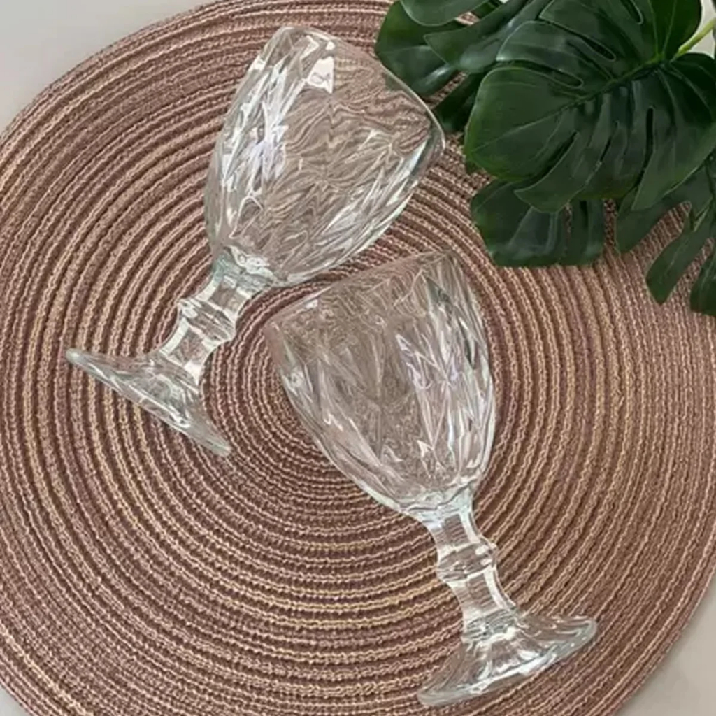 Taças De Vidro 330ml Diamond Cristal Elegante Jantar Drinks Mesa Posta Cristal Furta Cor Ambar em Oferta na Shopee
