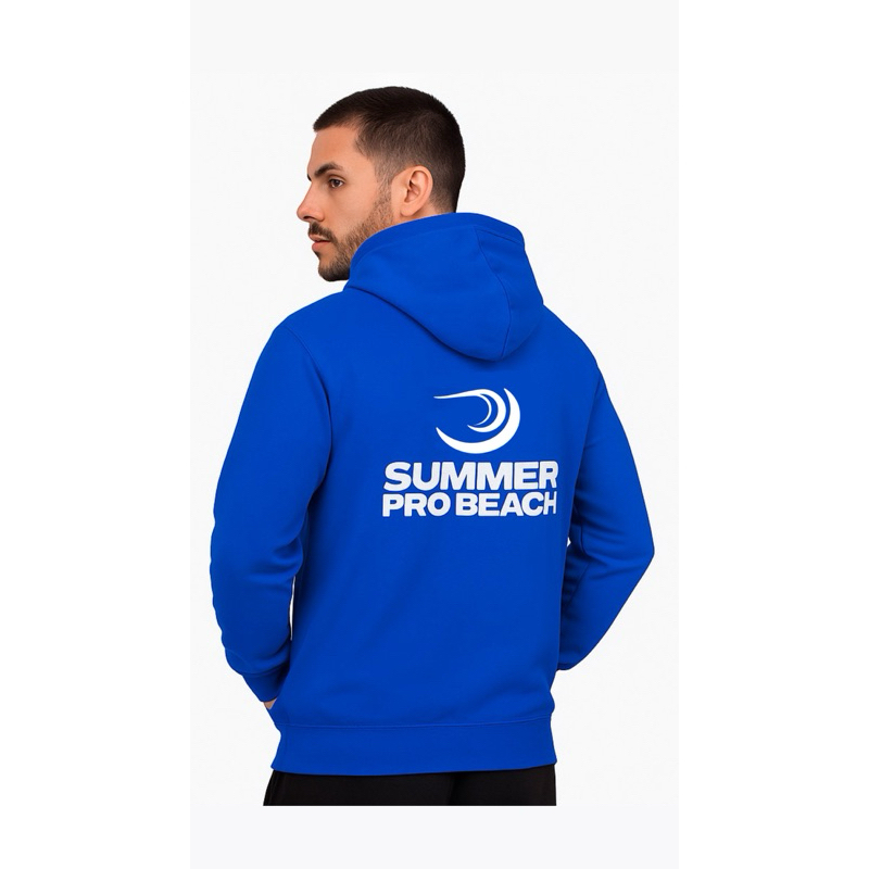 Moleton de Beach Tennis Summer Pro Beach Azul Royal Canguru com Capuz