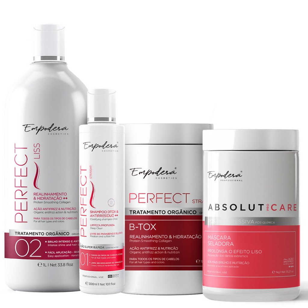 Escova Progressiva Sem Formol 1L + Shampoo 300ml  + Botox Orgânico + Mascara Capilar Pós Progressiva