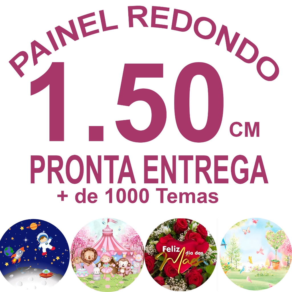Capas de Painel de Festa Redondo em Tecido Sublimado 1,50x1,50m Vários Modelos em Oferta na Shopee