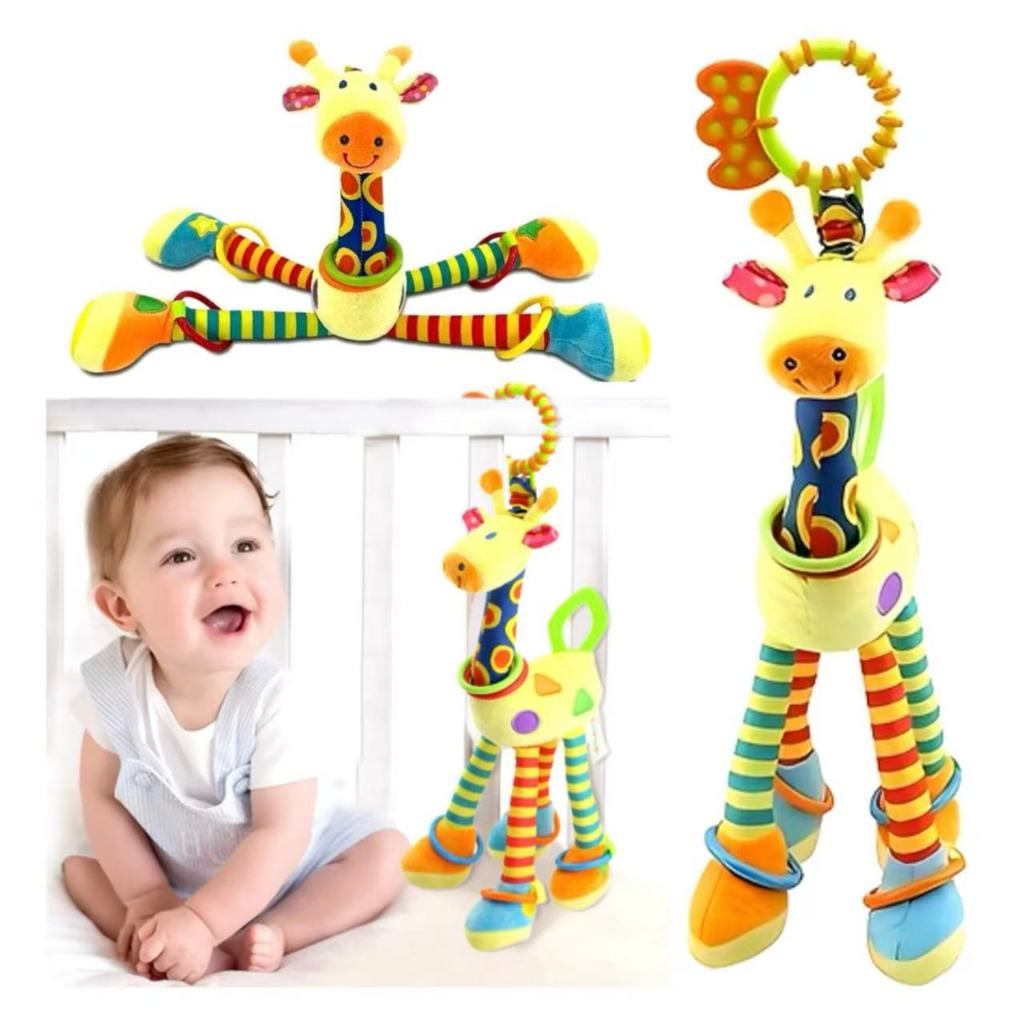Brinquedo Girafa Pelúcia Chocalho Mordedor Móbile Berço Bebê Urso Elefante Macaco