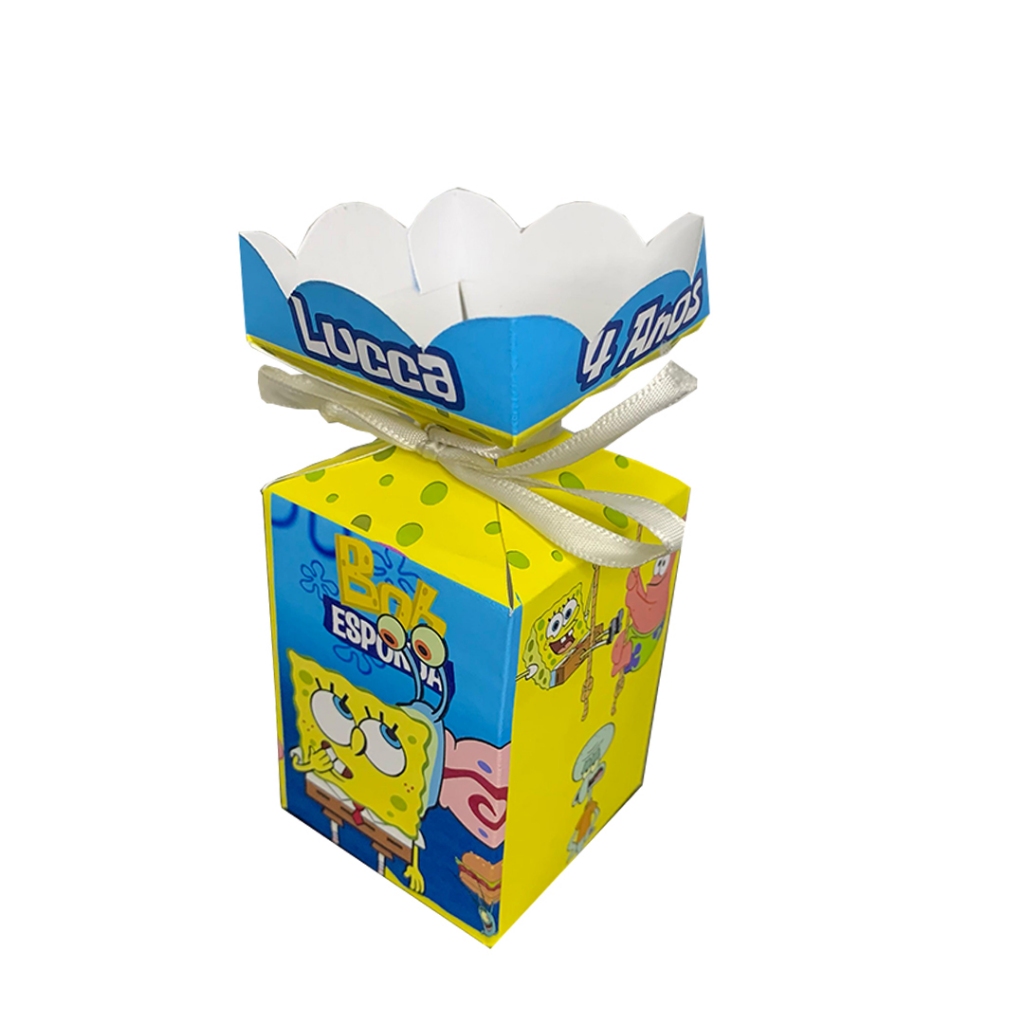 Caixinhas Bob Esponja Meia Bala Personalizadas com Nome e Idade Para Festas De Aniversário e Lembrancinhas