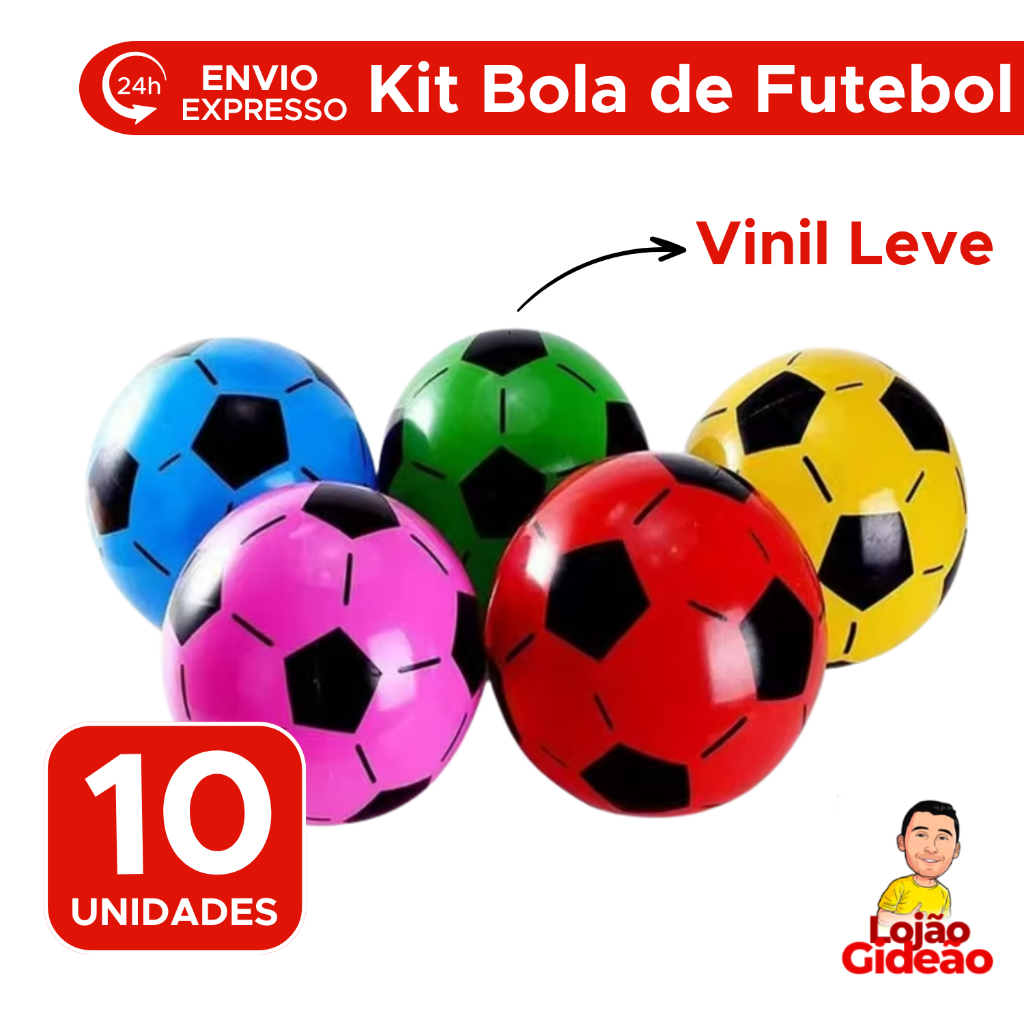 Kit Com Até 10 Bolas De Futebol Leve Inflável Colorida De Plástico Infantil Kids Sortido Para Prenda