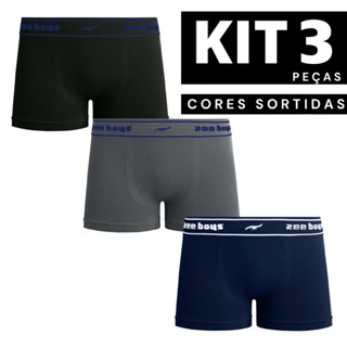 Kit 3 Cuecas Boxer Infantil Romantic Lisa Cueca Masculina Infantil Box Confortável Revenda