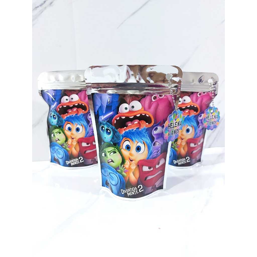 Saquinho metalizado Zip Lock Personalizado - Divertidamente - Lembrancinha para aniversário/ festa infantil