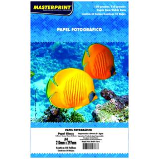 Papel Glossy Fotográfico Dupla Face 120g/m² 180g/m² 220g/² 50 e 20 Folhas Masterprint em Oferta na Shopee
