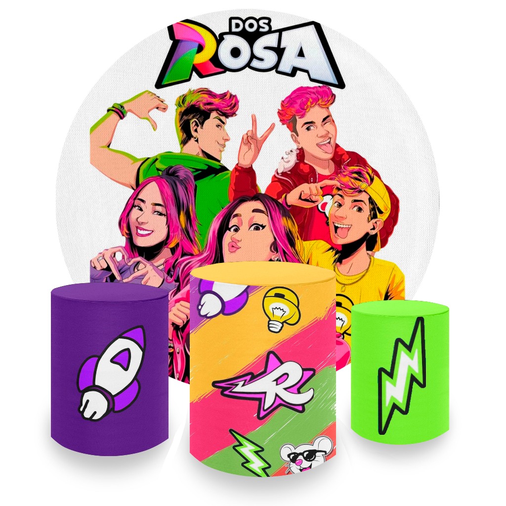 Capa Painel Redondo + Capa De Cilindro Tema Emilly Vick Dos Rosa 05