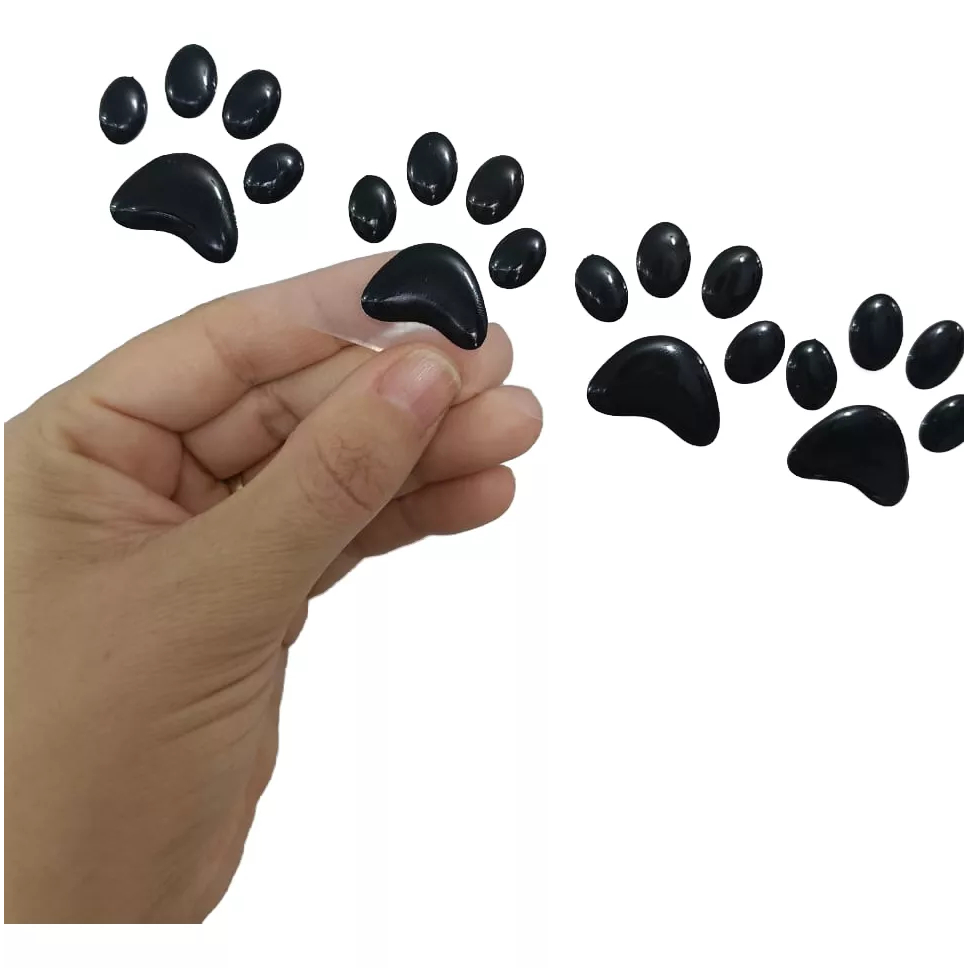 Adesivo Patinhas de Cachorro 3D Alto Relevo Resinado Kit 4 Unidades