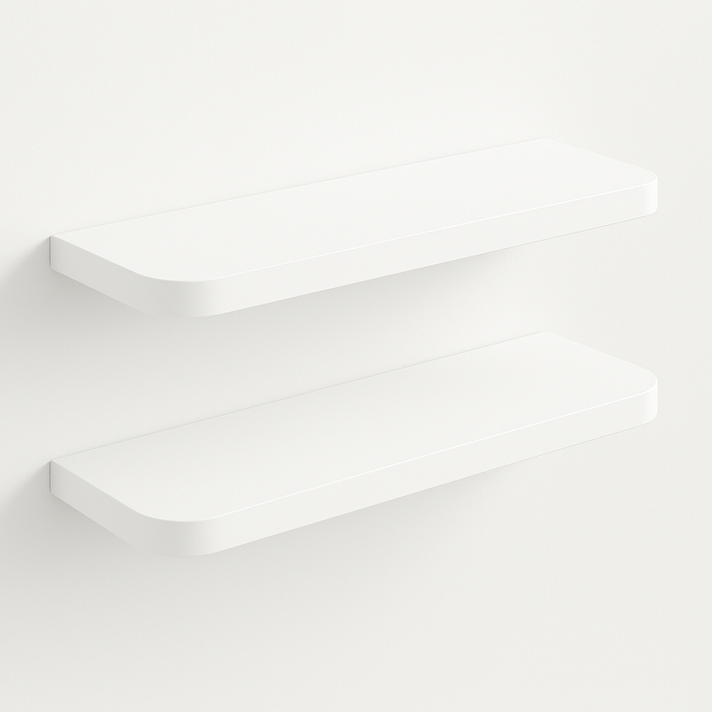 KIT 2 PRATILEIRA DECORATIVA NICHO EM MDF BRANCO 50X15CM BORDA CURVA BRANCO