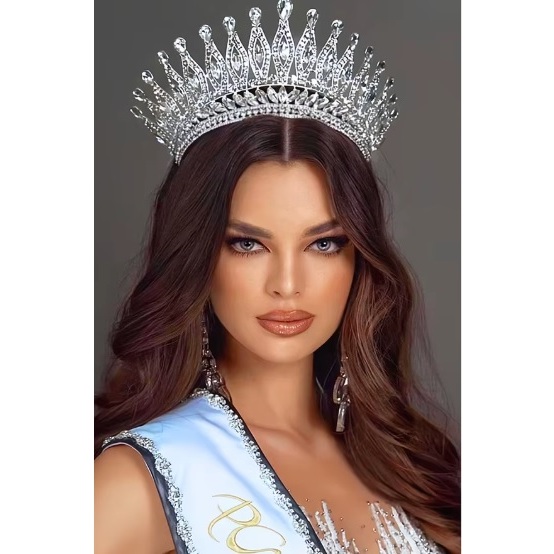COROA CONCURSO DE BELEZA MISS OU RAINHA E PRINCESA COROA GRANDE E ALTA COR PRATA EM AÇO
