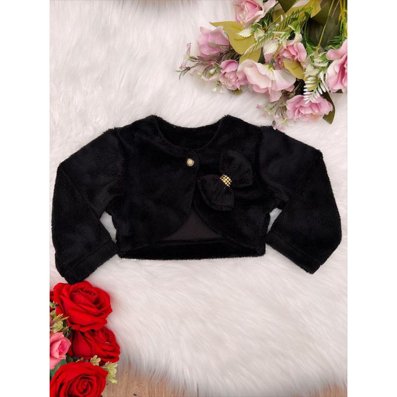 bolero infantil preto peluciado