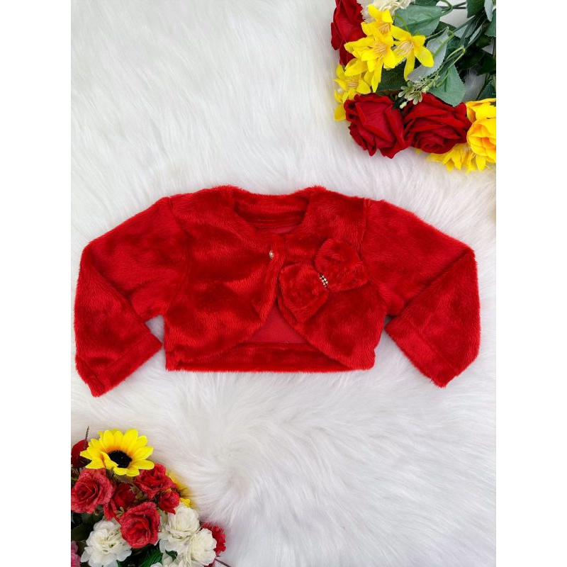 bolero infantil vermelho peluciado