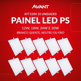 Kit 10 Painel led Plafon Pop Embutir 12w, 18w, 24w ou 30w 3000k, 4000k ou 6500k 110v/220v Bivolt Avant em Oferta na Shopee