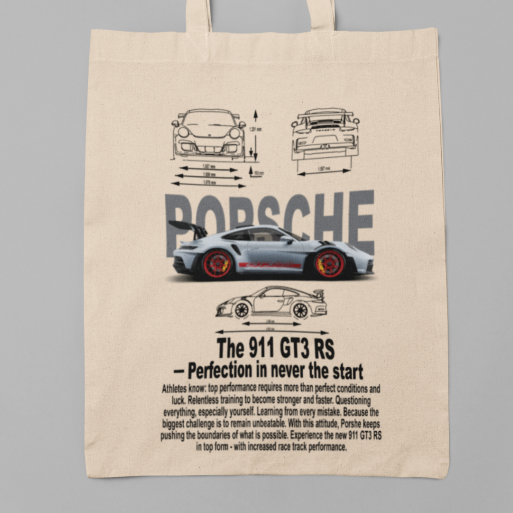 Ecobag Estampada Porsche 911 GT3 RS Carro Esportivo Estilo Retrô Criativa Algodão Casual Auto